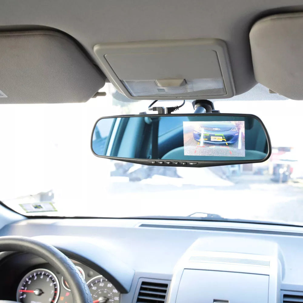Rearview Mirror Dash Cam with Dual‑View Backup Camera